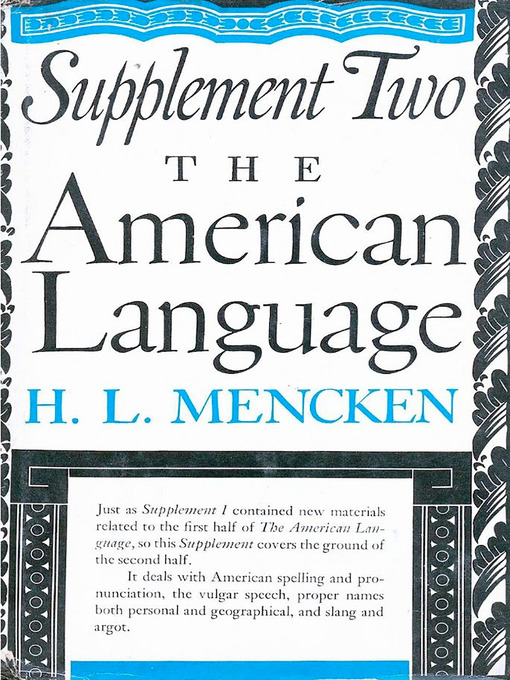 Title details for American Language Supplement 2 by H.L. Mencken - Available